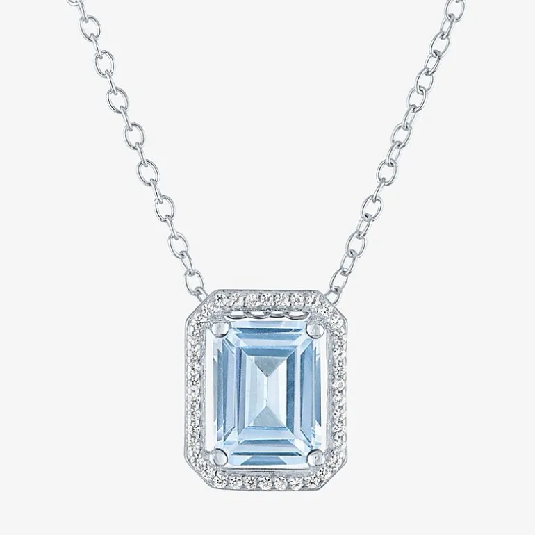 2-pc.Birthstone Necklace Set in Pure Silver Over Brass