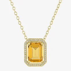 2-pc.Birthstone Necklace Set in Pure Silver Over Brass