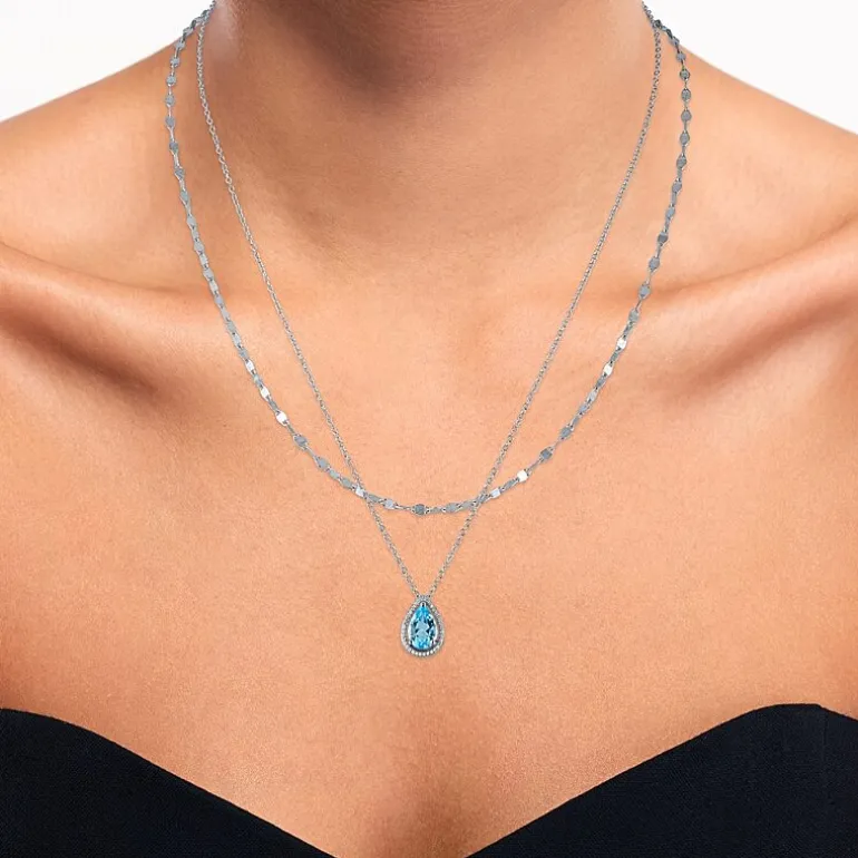 2-pc.Birthstone Necklace Set in Pure Silver Over Brass
