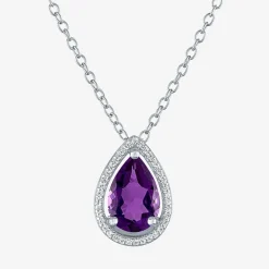 2-pc.Birthstone Necklace Set in Pure Silver Over Brass