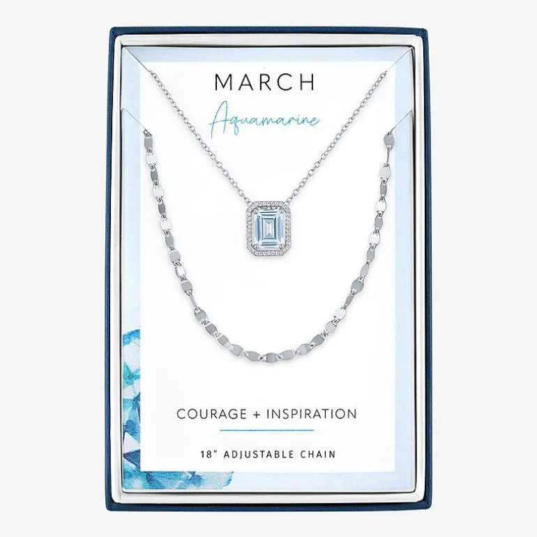 2-pc.Birthstone Necklace Set in Pure Silver Over Brass