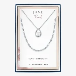 2-pc.Birthstone Necklace Set in Pure Silver Over Brass