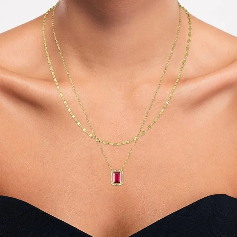 2-pc.Birthstone Necklace Set in Pure Silver Over Brass