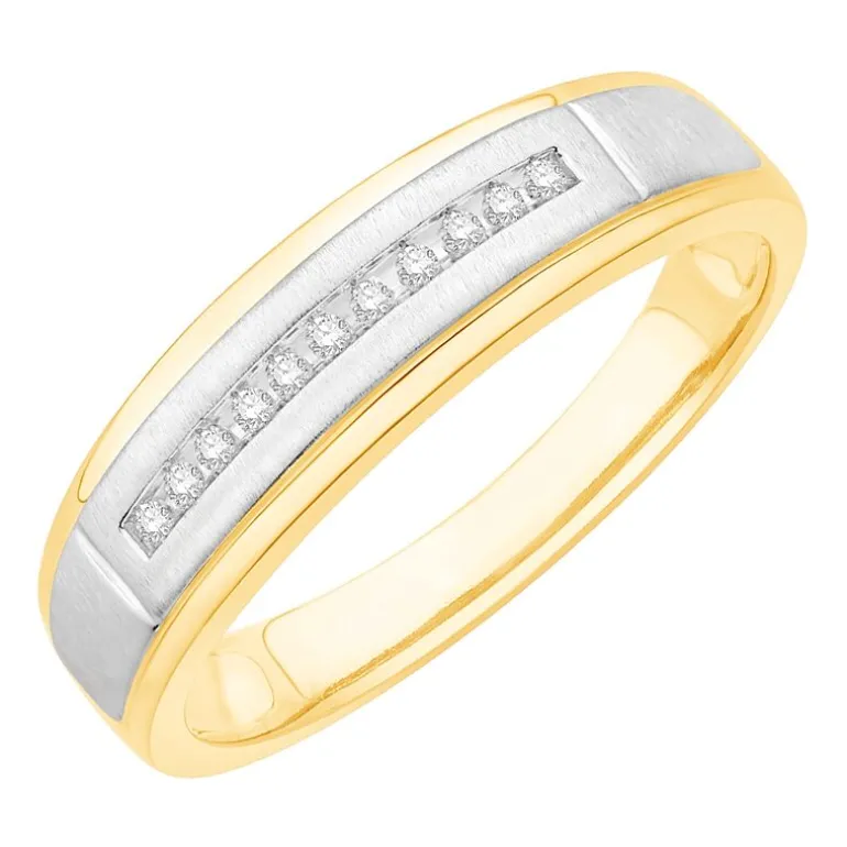 3PC His and Hers Trio Wedding Set Featuring 1/3 CT.T.W. Natural Diamond Womens Bridal Set and Mens Wedding Band in 10K or 14K Two Tone Gold