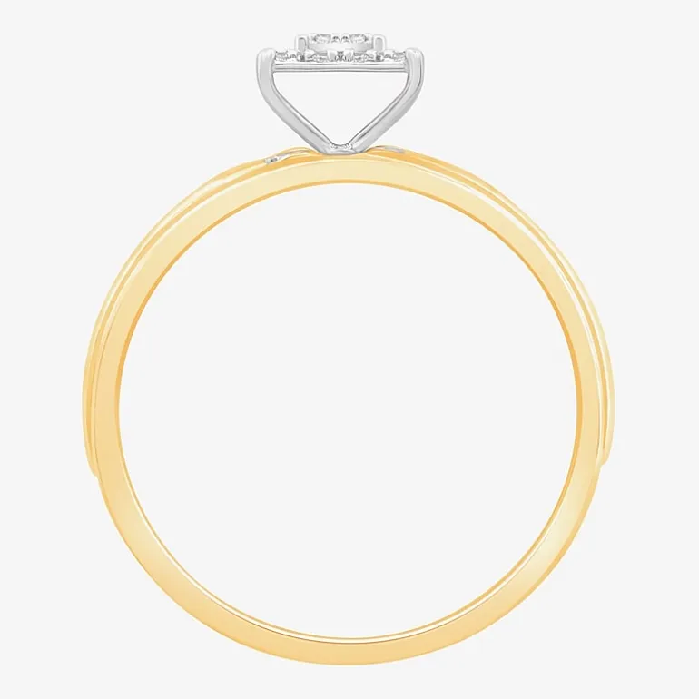 3PC Trio Set Featuring 1/7 CT.T.W. Diamond 10K or 14K Two Tone Gold Wedding Ring Set