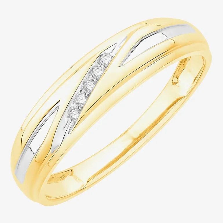 3PC Trio Set Featuring 1/7 CT.T.W. Diamond 10K or 14K Two Tone Gold Wedding Ring Set