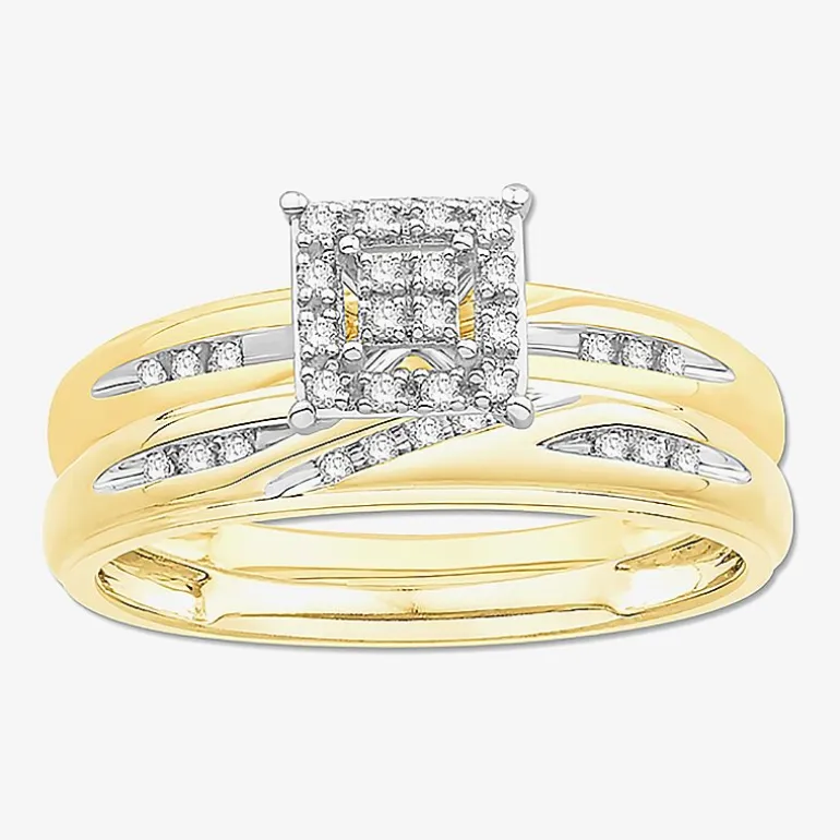 3PC Trio Set Featuring 1/7 CT.T.W. Diamond 10K or 14K Two Tone Gold Wedding Ring Set