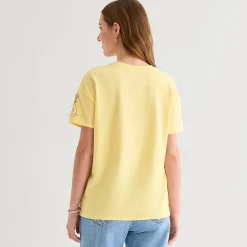 Peanuts Boyfriend Tee Womens Juniors Crew Neck Short Sleeve Oversized Peanuts Graphic T-Shirt