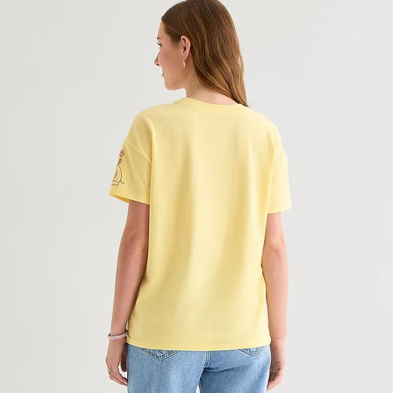 Peanuts Boyfriend Tee Womens Juniors Crew Neck Short Sleeve Oversized Peanuts Graphic T-Shirt