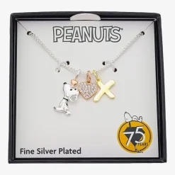 Peanuts Initial Womens Cubic Zirconia 10K Gold Over Brass Pure Silver Over Brass Heart 16 Inch Charm Pendant Necklace