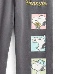 Peanuts Sweatpant Womens Juniors Wide Leg High Rise Peanuts Fleece Sweatpant