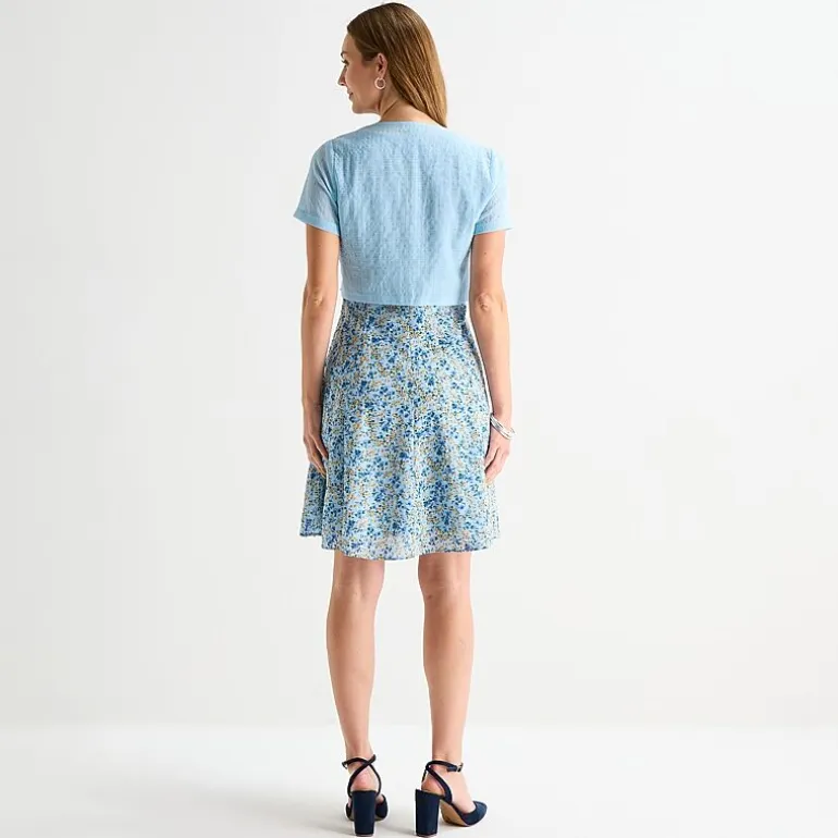 Perceptions Womens Embroidered Floral Jacket Dress