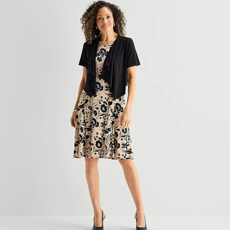Perceptions Womens Floral Jacket Dress