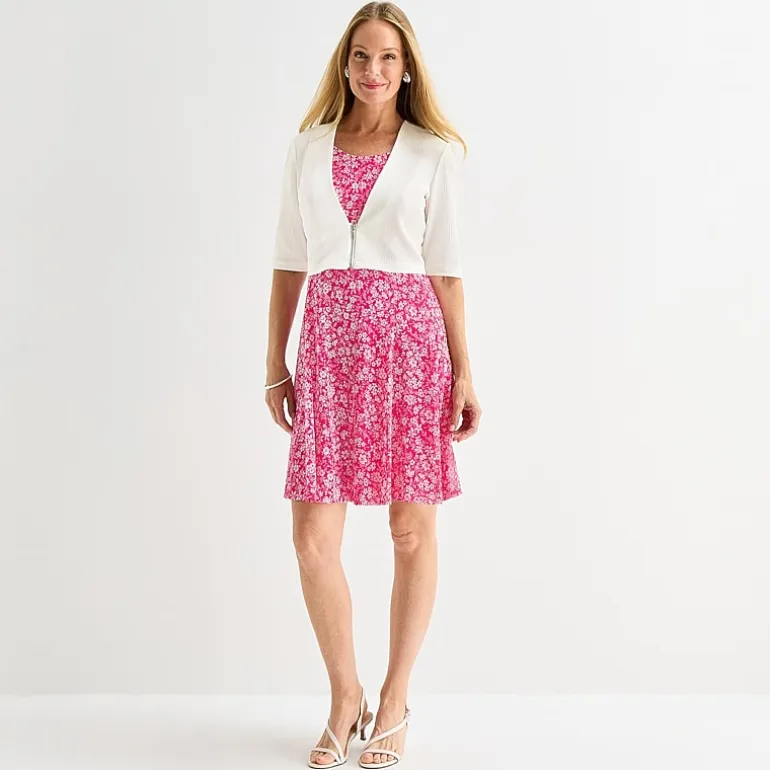 Perceptions Womens Floral Jacket Dress