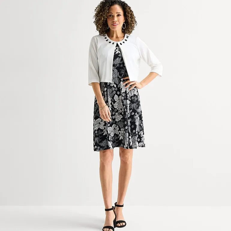 Perceptions Womens Floral Jacket Dress