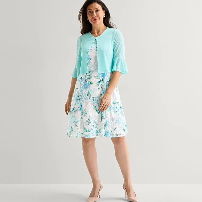 Perceptions Womens Floral Jacket Dress