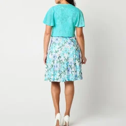 Perceptions Womens Petite Floral Jacket Dress