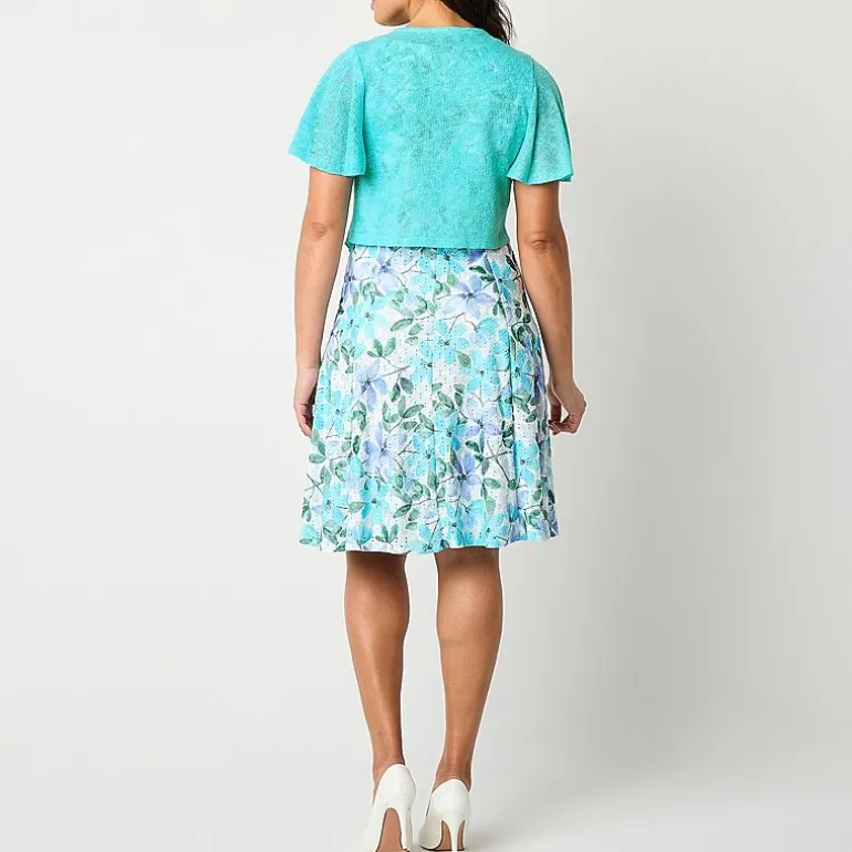 Perceptions Womens Petite Floral Jacket Dress