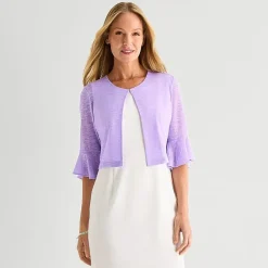 Perceptions Womens Petite 3/4 Sleeve Shrug