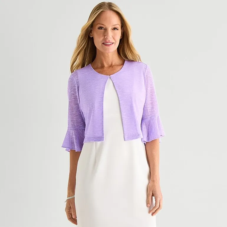 Perceptions Womens Petite 3/4 Sleeve Shrug