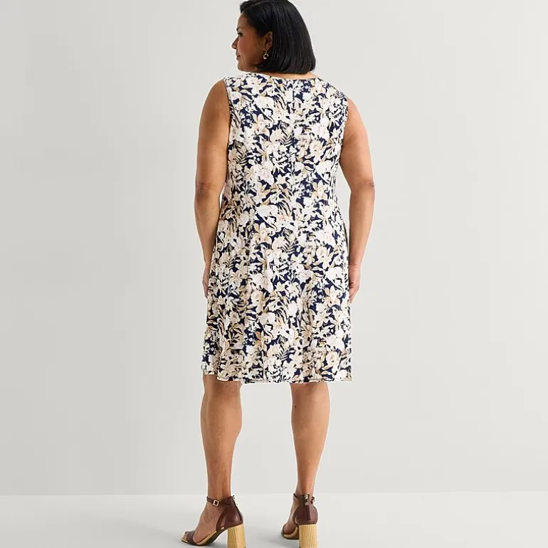 Perceptions Womens Plus Floral Jacket Dress