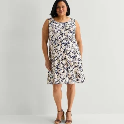 Perceptions Womens Plus Floral Jacket Dress