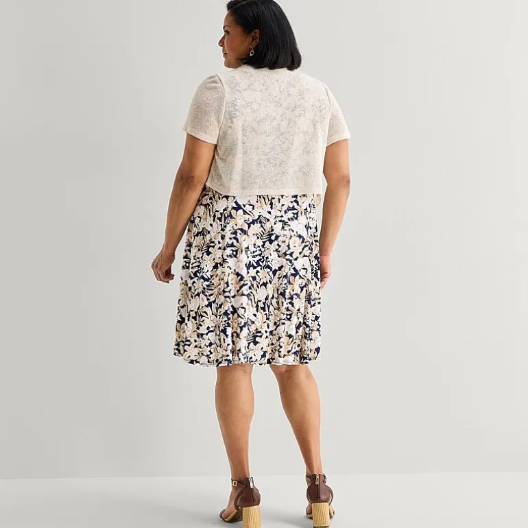 Perceptions Womens Plus Floral Jacket Dress