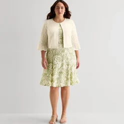Perceptions Womens Plus Leaf Jacket Dress