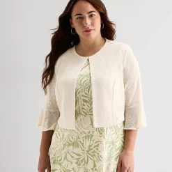 Perceptions Womens Plus Leaf Jacket Dress