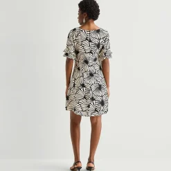 Perceptions Womens Round Neck Short Sleeve Abstract Shift Dress