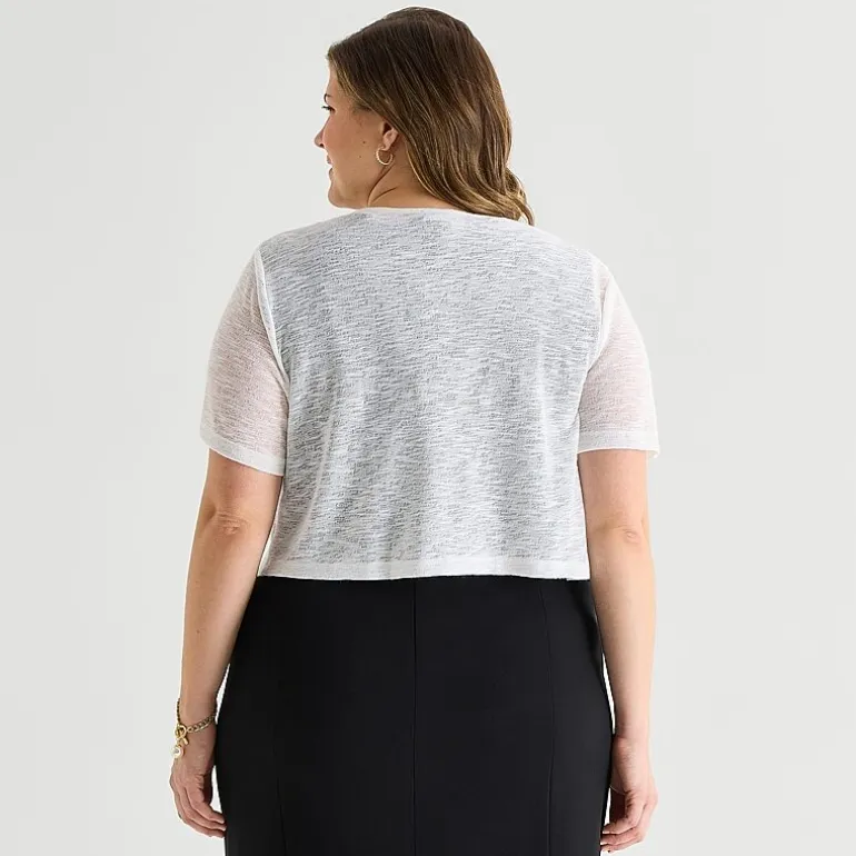 Perceptions Womens Short Sleeve Shrug Plus