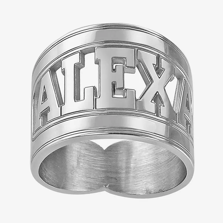 Personalized Block Name Ring