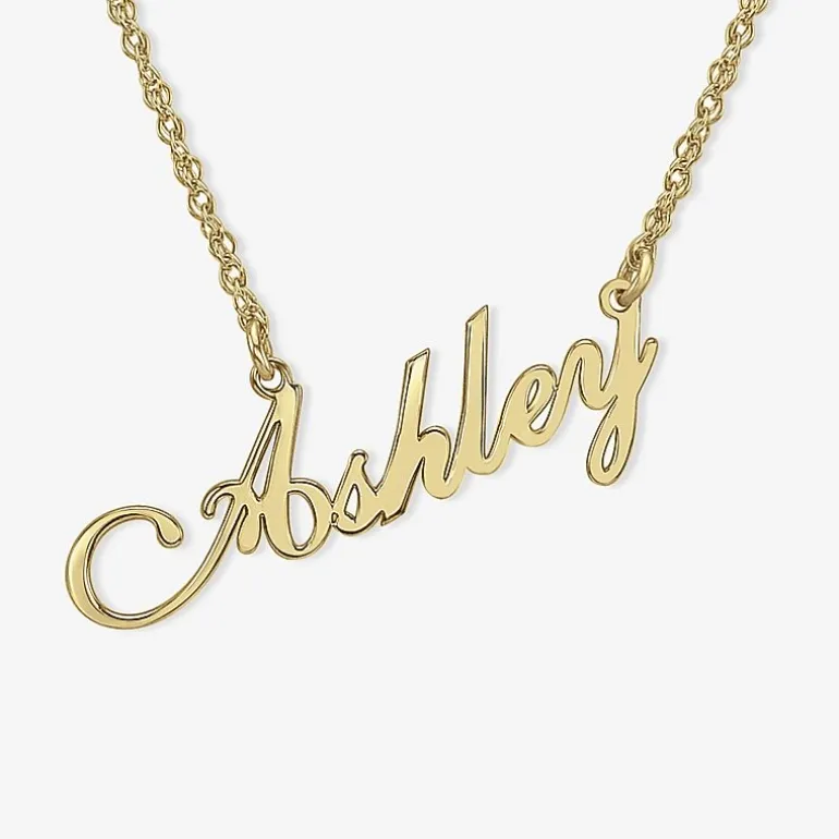 Personalized 14K Gold Over Sterling Silver Script Name Necklace