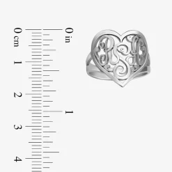 Personalized 18mm Script Monogram Heart Ring