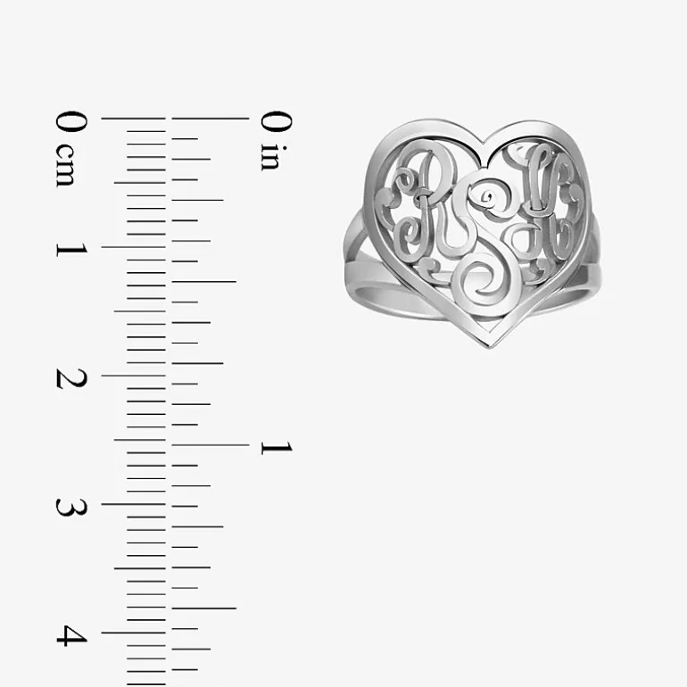 Personalized 18mm Script Monogram Heart Ring