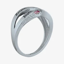 Personalized Simulated Birthstone Engraved X Ring