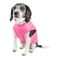 Pet Life ® Active 'Aero-Pawlse' Heathered Quick-Dry and 4-Way Stretch Performance Dog Tank Top T-Shirt