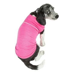 Pet Life ® Active 'Aero-Pawlse' Heathered Quick-Dry and 4-Way Stretch Performance Dog Tank Top T-Shirt