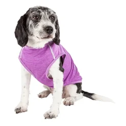 Pet Life ® Active 'Aero-Pawlse' Heathered Quick-Dry and 4-Way Stretch Performance Dog Tank Top T-Shirt