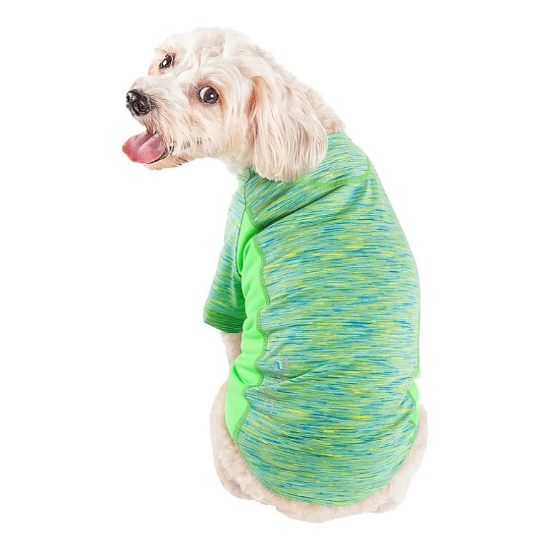 Pet Life ® Active 'Warf Speed' Heathered Ultra-Stretch Sporty Performance Dog T-Shirt