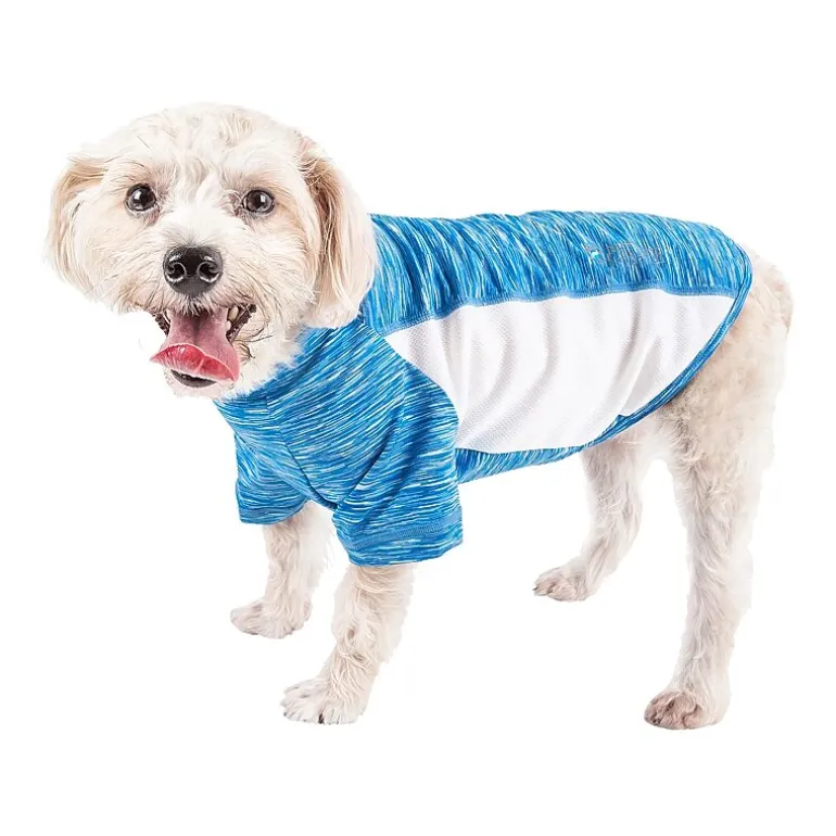 Pet Life ® Active 'Warf Speed' Heathered Ultra-Stretch Sporty Performance Dog T-Shirt