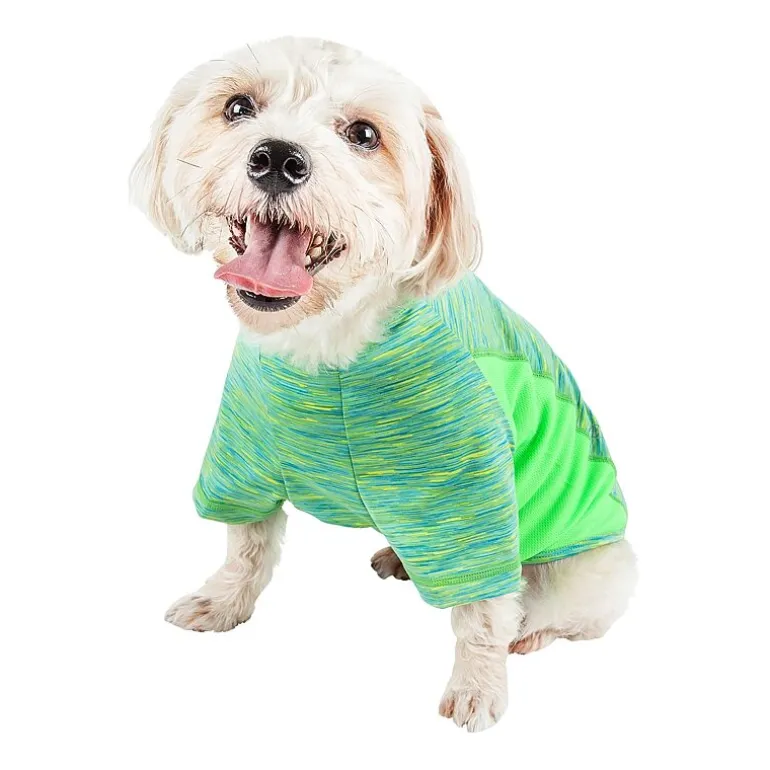 Pet Life ® Active 'Warf Speed' Heathered Ultra-Stretch Sporty Performance Dog T-Shirt