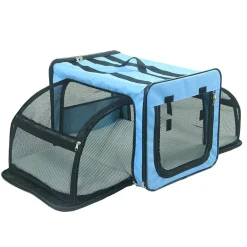 Pet Life Capacious Dual-Expandable Wire Folding Lightweight Collapsible Travel Pet Dog Crate