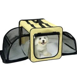 Pet Life Capacious Dual-Expandable Wire Folding Lightweight Collapsible Travel Pet Dog Crate