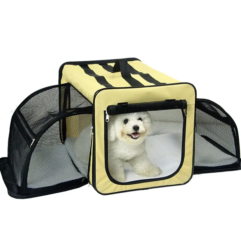 Pet Life Capacious Dual-Expandable Wire Folding Lightweight Collapsible Travel Pet Dog Crate