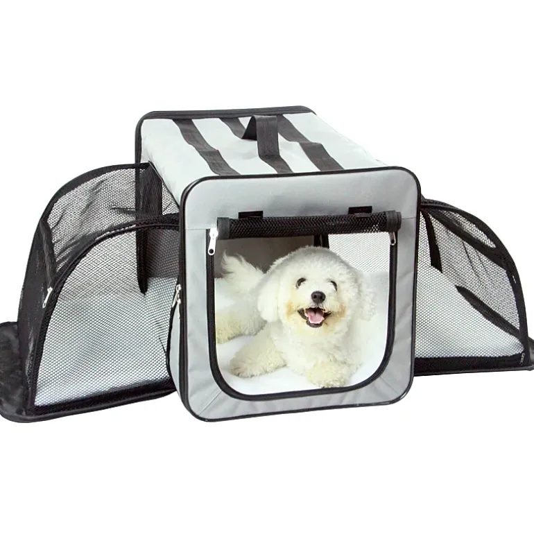 Pet Life Capacious Dual-Expandable Wire Folding Lightweight Collapsible Travel Pet Dog Crate