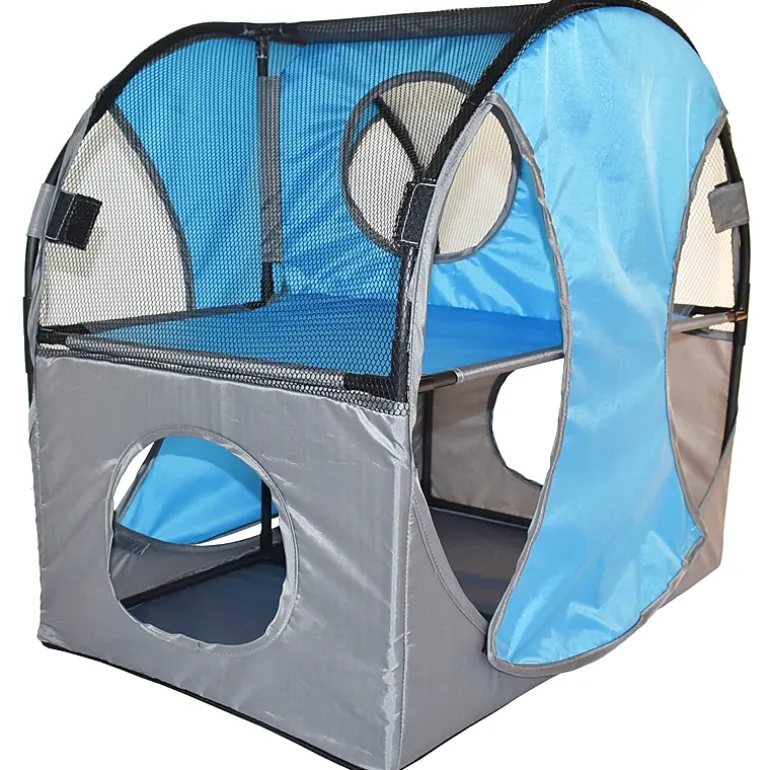 Pet Life Kitty-Play Obstacle Travel Collapsible Soft Folding Pet Cat House