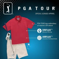 PGA TOUR Airflux Big and Tall Mens Short Sleeve Polo Shirt
