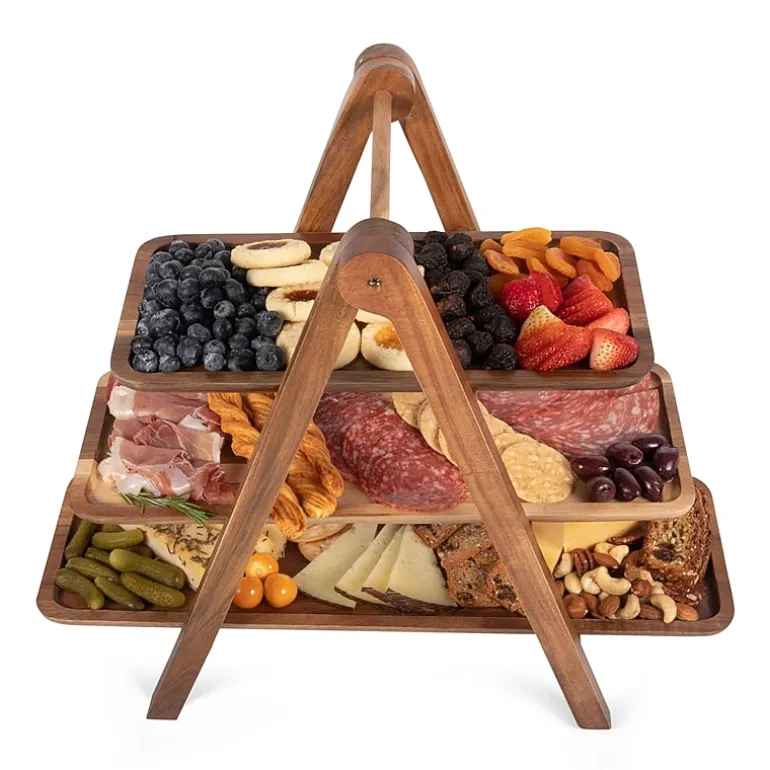 Picnic Time Wood Tiered Server