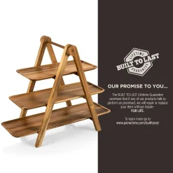Picnic Time Wood Tiered Server